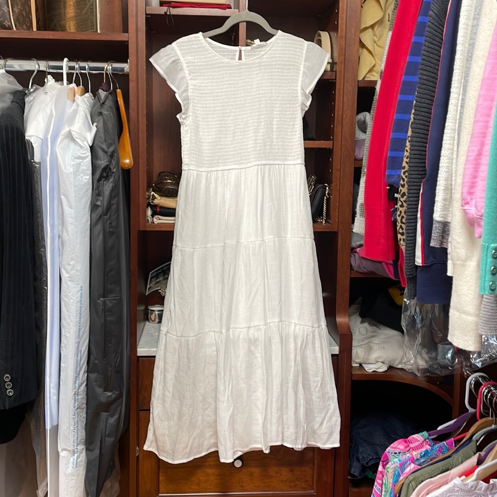 Blu Pepper White Tiered Maxi Dress